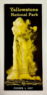 1957 Yellowstone National Park Folder A Vintage Travel Brochure Tourist Guide WY