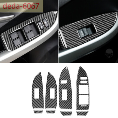 8×Carbon Fiber Window Lift Switch Button Panel Trim Kit For Toyot@ Prius 2012-15