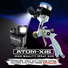 Atom X16 HVLP Gravity Feed Spray Gun + FREE GunBudd Ultra LED Light System
