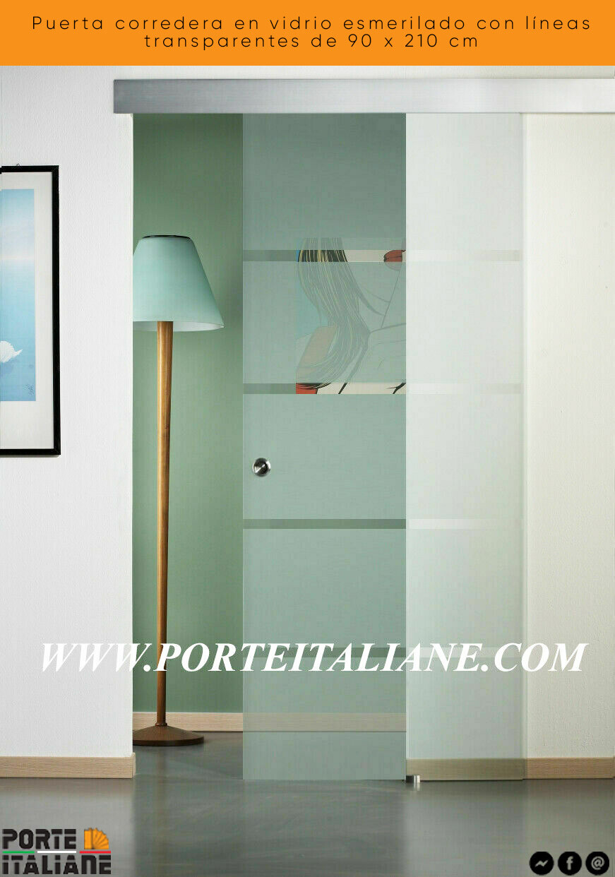 Puerta en vidrio esmerilado con líneas transparentes de 90 210 cm | eBay
