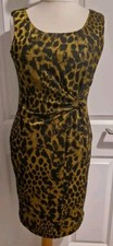 PER UNA M&S GOLD BLACK GLITTER PRINT RUCHED SHIFT DRESS SIZE 12 EVENING PARTY