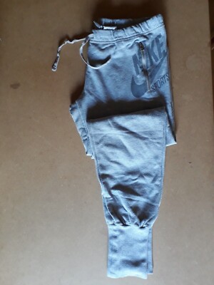 Nike Damen Sporthose Baumwolle Grau mit Knöchelbündchen 44