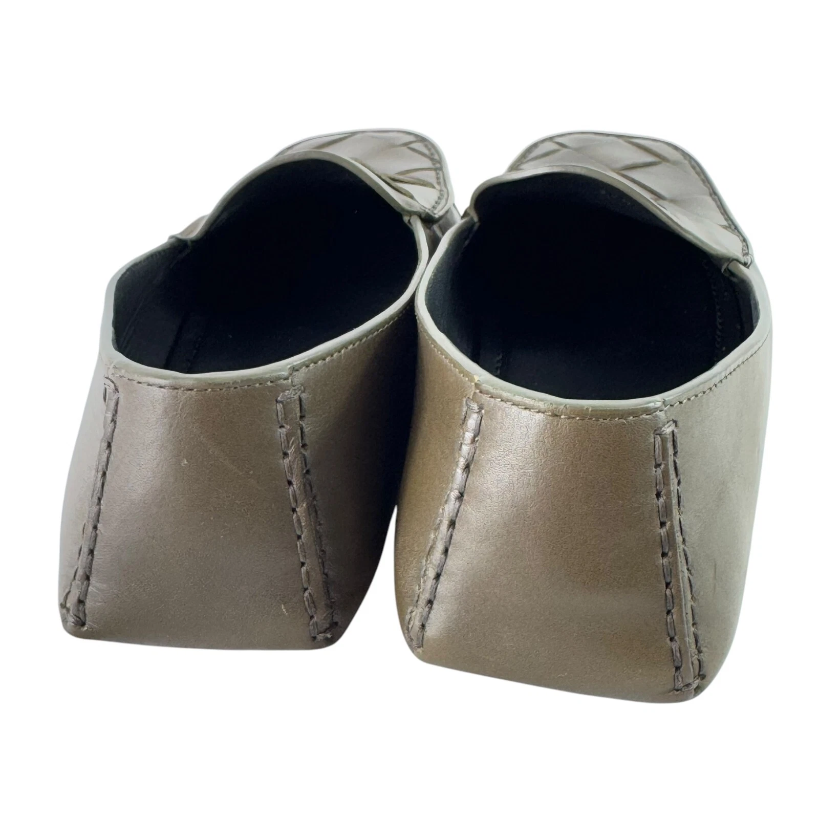 Mocassini driver BOTTEGA VENETA verde kaki Douglas intrecciato tessuto 39 5 6 5US