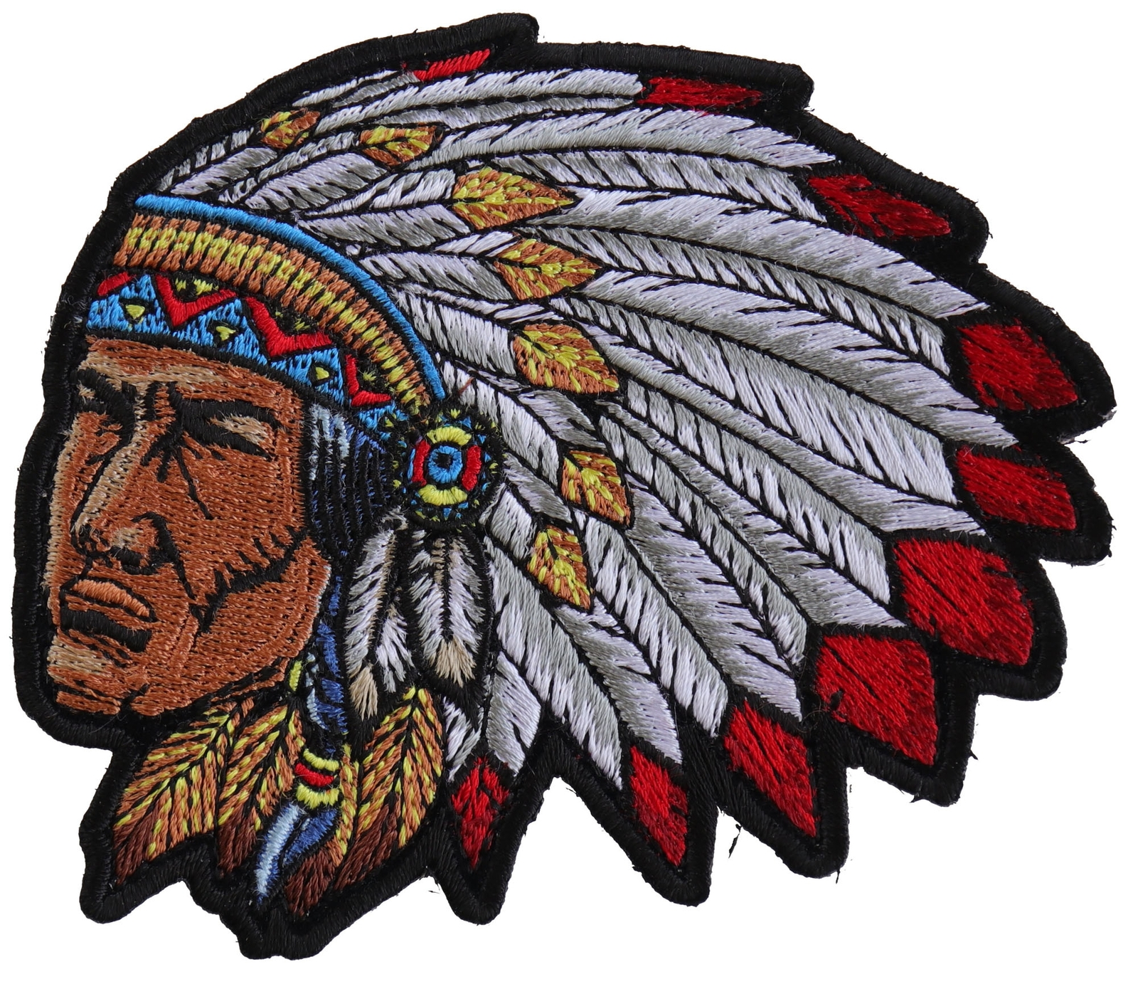 Native American Indian Head Dress Patch - 4x3.7 inch - P5693