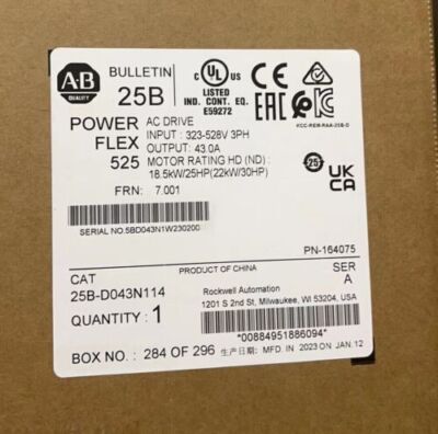 Allen-Bradley 25B-D043N114 PowerFlex 525 AC Drive 25BD043N114