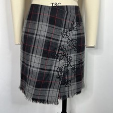 Vtg Moschino Cheap & Chic 90s Gray Plaid Spider Skirt 44 L