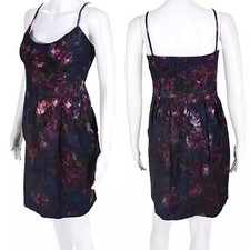 Nanette Lepore Metallic Purple Dress Size 12 Sleeveless Pockets Celestial Party