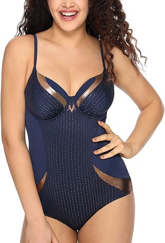 AVA Swim Damen Badeanzug Gr.75G UK 34F mit Bügel wattiert hochwertig Blau SKJ-43