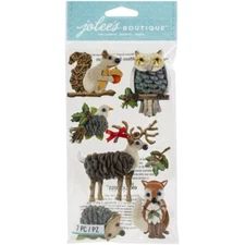 JOLEE'S LE GRANDE DIMENSIONAL STICKERS - WOODLAND ANIMALS, Owl Fox Deer Squirrel