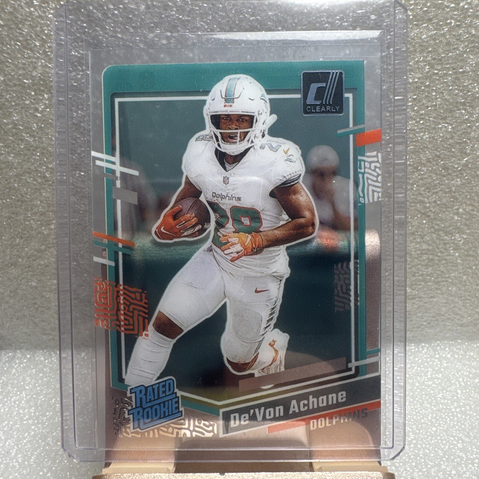 DeVon Achane Rated Rookie 2023 Panini Clearly Donruss #59 Miami Dolphins