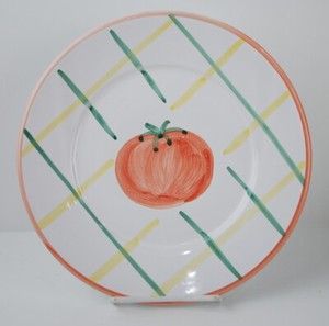 Pottery Barn Sunnyside Red Yellow Green Tomato Plaid 9 1 2 Plate