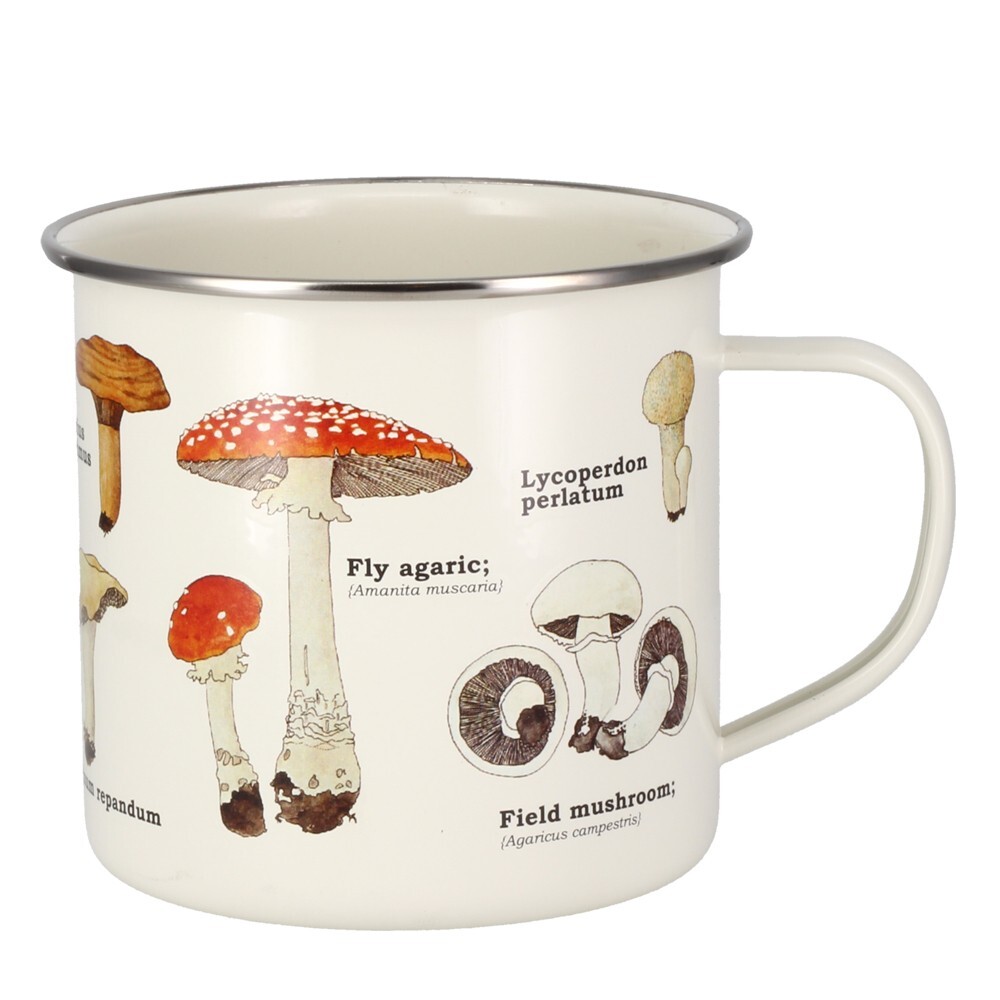 Mushrooms Enamel Mug Gift Republic Ecologie Fungi Cream 500ml Metal Coffee Cup