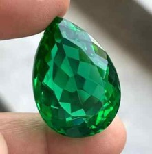Natural Green Colombian Emerald Pear Cut Certified VVS 80 Ct Loose Gemstone