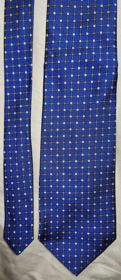 Corbata a cuadros azul Robert Talbott para hombre 100 % seda hecha a mano en EE. UU. Foto 3 de 4