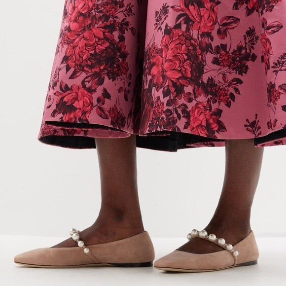 Jimmy CHOO Ade Flat Ballet Pink Suede Flats with Pearl Jimmy CHOO Ade Flat Ballet Pink Suede Flats with Pearl