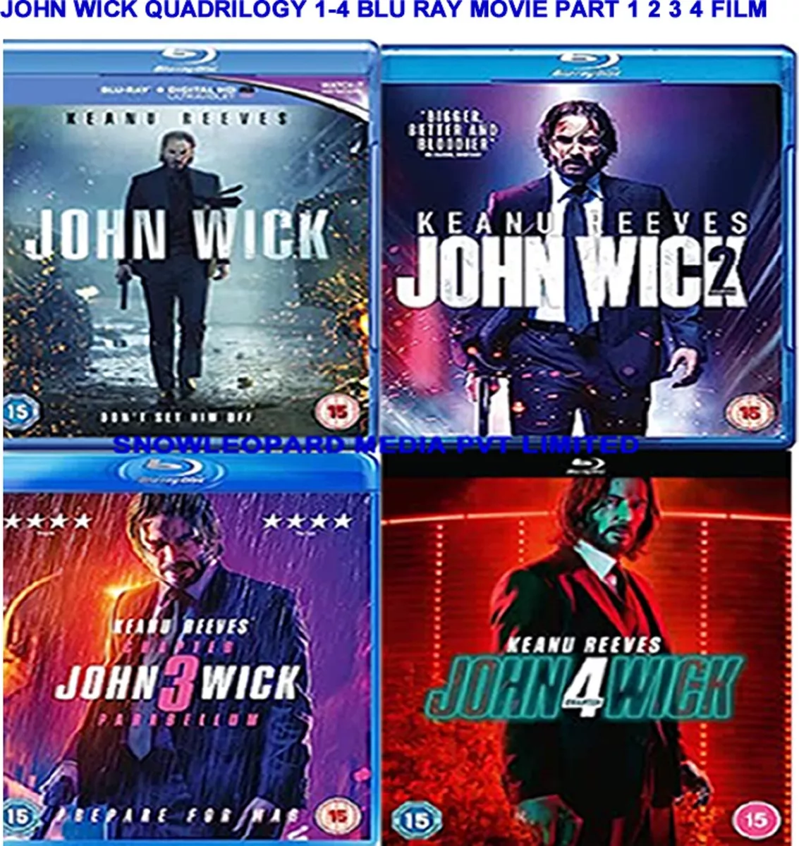 JOHN WICK QUADRILOGY 1-4 BLU RAY MOVIE PART 1 2 3 4 FILM COLLECTION NEW UK R2 JOHN WICK QUADRILOGY 1-4 BLU RAY MOVIE PART 1 2 3 4 FILM COLLECTION NEW UK R2