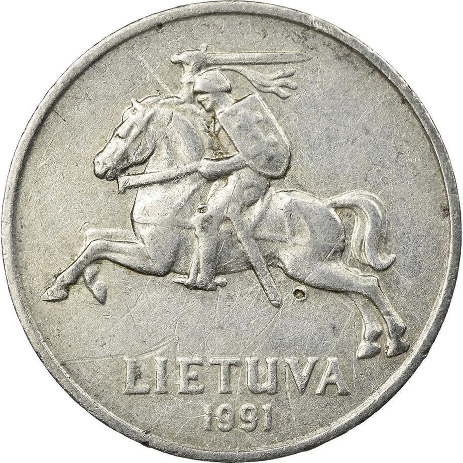 Lithuanian Coin Lithuania 2 Centai | Vytis | Horse | Knight | 1991 - Image 2 of 4