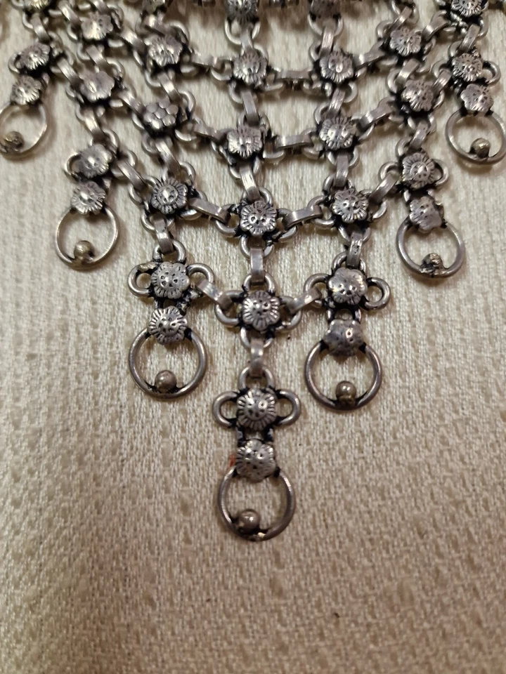 Collana Indiana Metallo Argentato chiusura Argento 925 Cm. 41 vintage (Bac) ° - Immagine 3 di 4