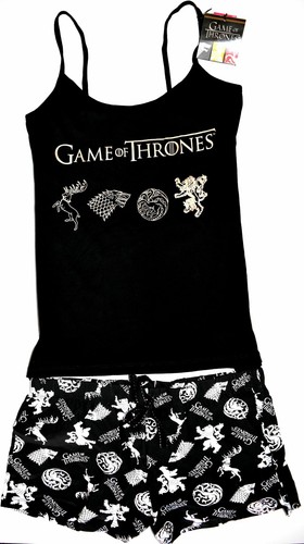 Juego de tronos PJ Conjunto de Pijamas primark Chaleco Pantalones Cortos  tiene para mujer UK 10 a 20 | eBay