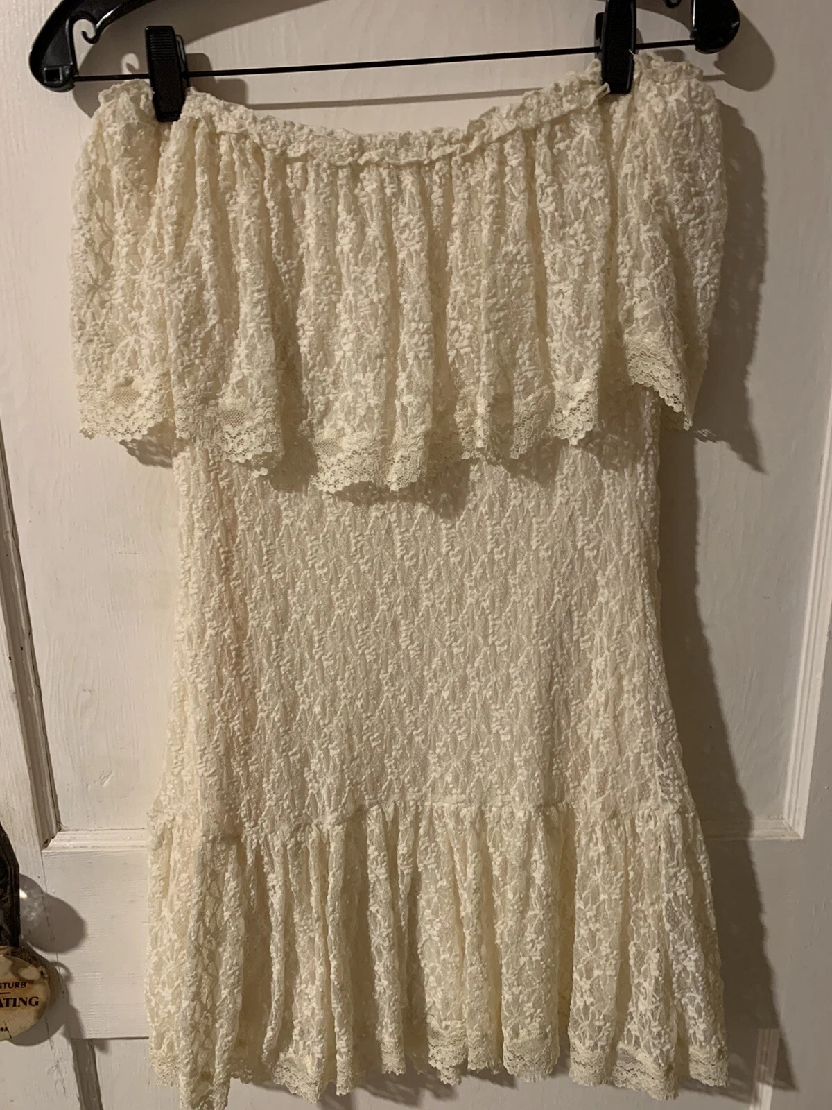 UNDERCOVER Abito Victoria’s Secret M beige pizzo senza spalline elasticizzato moda internazionale volant