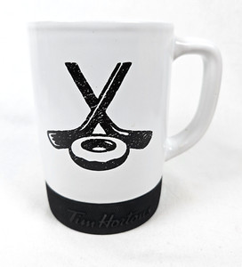 Tim Hortons Hockey Puck Base Donut White Black Coffee Mug Cup 2018
