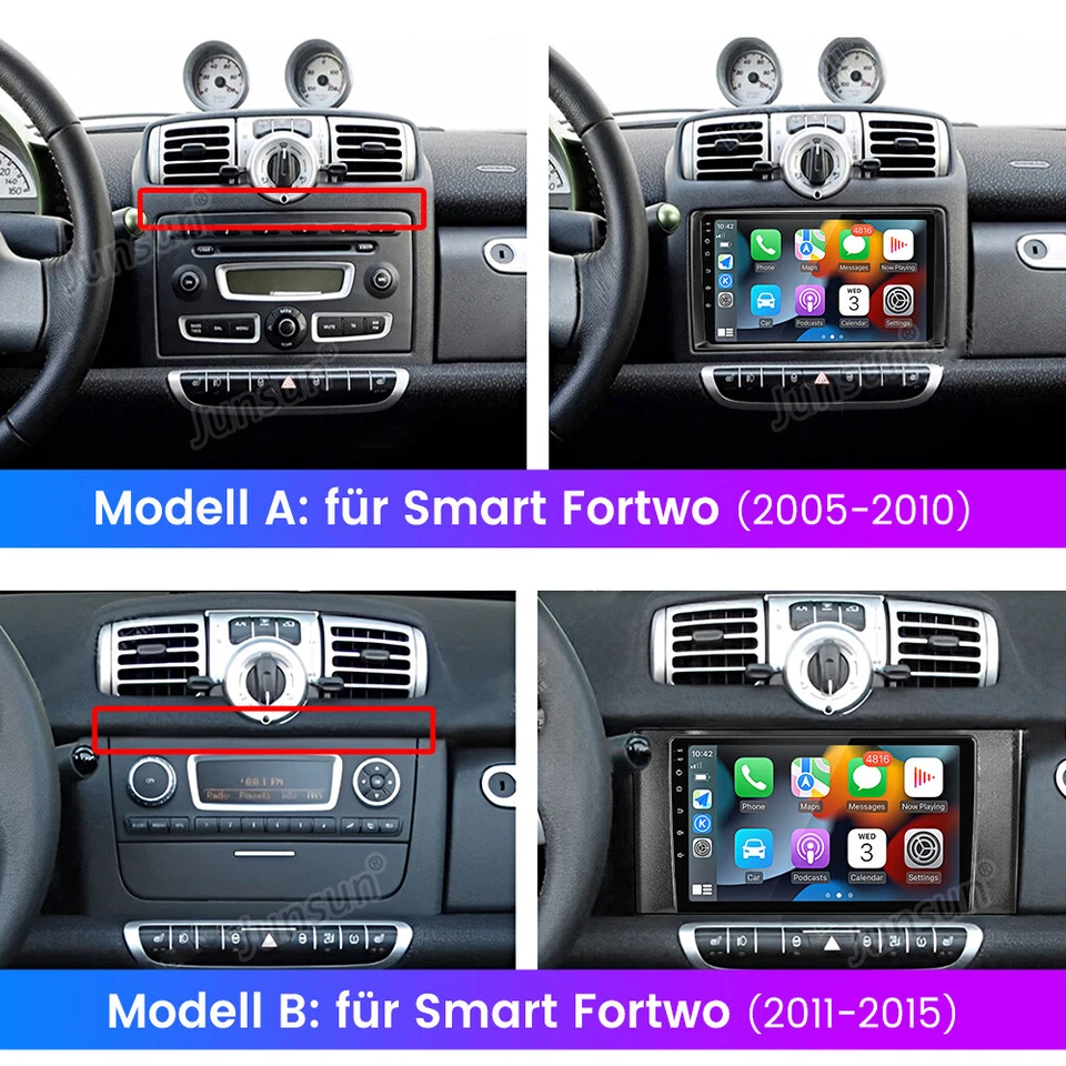 Carplay Android14 32G Autoradio Für Benz Smart Fortwo 451 454 2005-2015 GPS Navi - Bild 2 von 4