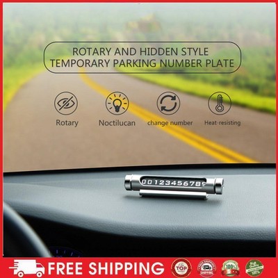 Luminous Rotatable Car Temporary Parking Card Phone Number Plate(Silver) NEW