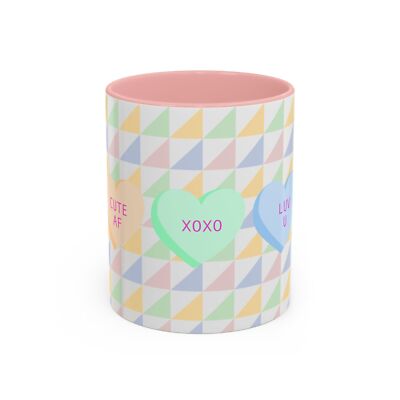 Pastel Hearts Mug, Cute AF, LUV U, XOXO, Be Mine, Valentine's Day, Sweetheart