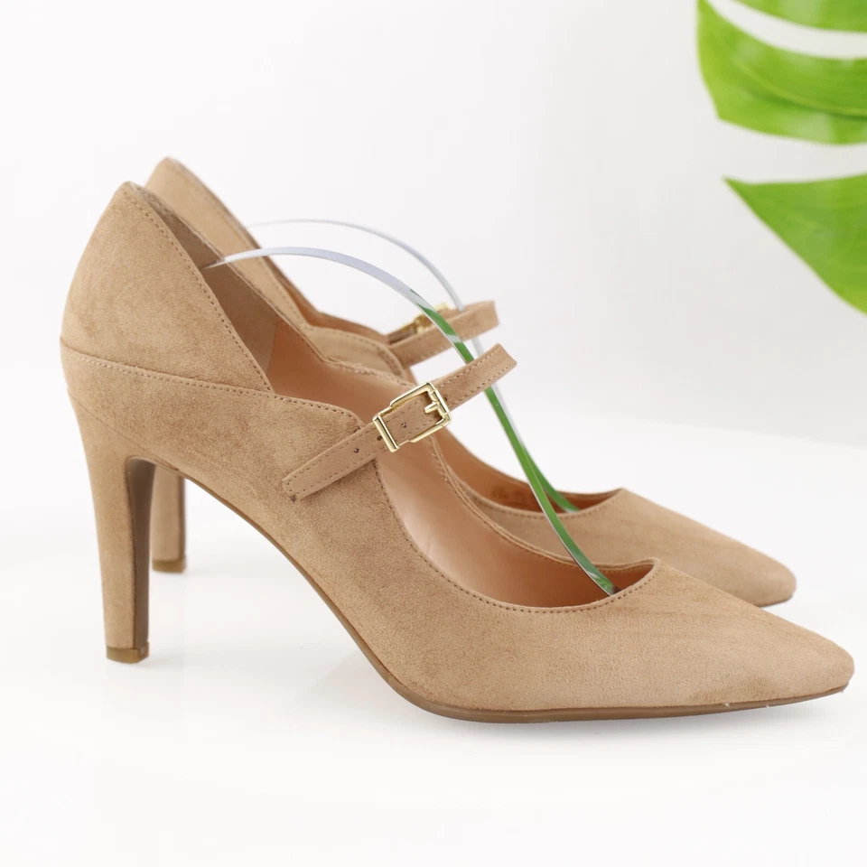 Zapato de tacón alto Franco Sarto para mujer con himno talla 9,5 marrón nude gamuza Mary Jane Foto 3 de 4