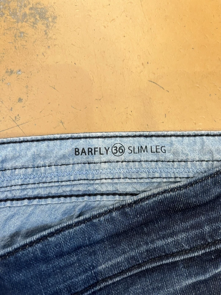 СТЕЖОК НОВЫЙ! Мужская темно стирка BARFLY тонкий ноги джинсы Sz 36 x 33 новый с Ярлыками! - Изображение 4 из 4