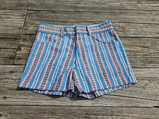 Vintage 70s Growing Girl Perma Prest Multicolor Striped Shorts Kids 12 Healthtex