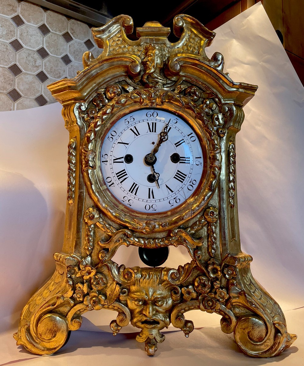 Rare Antique 18th Century Gilt Wooden Swiss Quarter Strike Bracket