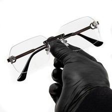 Luxury Elegant Silver Wire Frame Rimless Men's Hip Hop Clear Lens Glasses