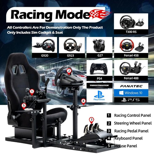 Supllueer Flight Racing Simulation Cockpit mit Sitz passend für Logitech G29 X52 - Picture 22 of 25