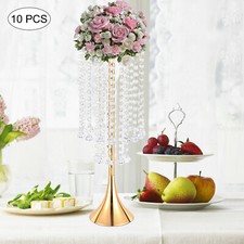 10Pcs Luxurious Acrylic Crystal Flower Stand Wedding Centerpieces on Floor Gold