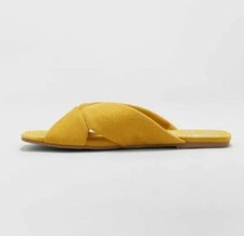 dv Women's Addie Microsuede Knotted Slide Sandals Yellow Sz 6 New 