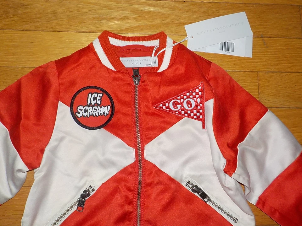 Stella McCartney Kids девочек куртка блестящий красный ивы бомбардировщик желание вы были здесь 2T - Изображение 2 из 4