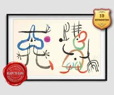 Joan Miro. Untitled. 3D EffectsTexture Gel Handmade Ready to hang