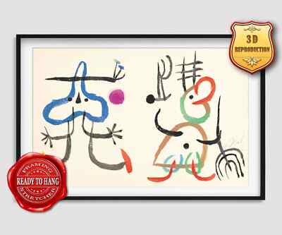 Joan Miro. Untitled. 3D EffectsTexture Gel Handmade Ready to hang