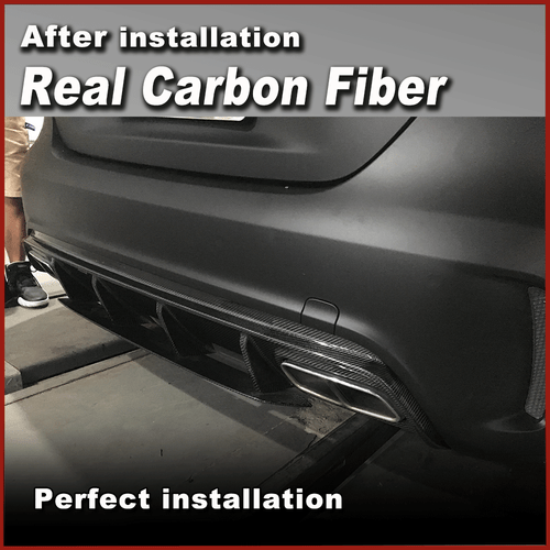 REAL CARBON Rear Bumper Diffuser Wing Lip for Mercedes A Class W176 A200 A45 - Picture 5 of 12