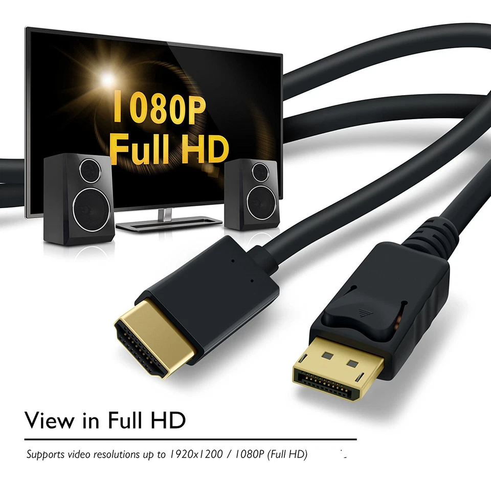 Displayport to HDMI Cable 6FT Male to Male Cord Converter for PCs to HDTV, Monit - Image 3 of 4