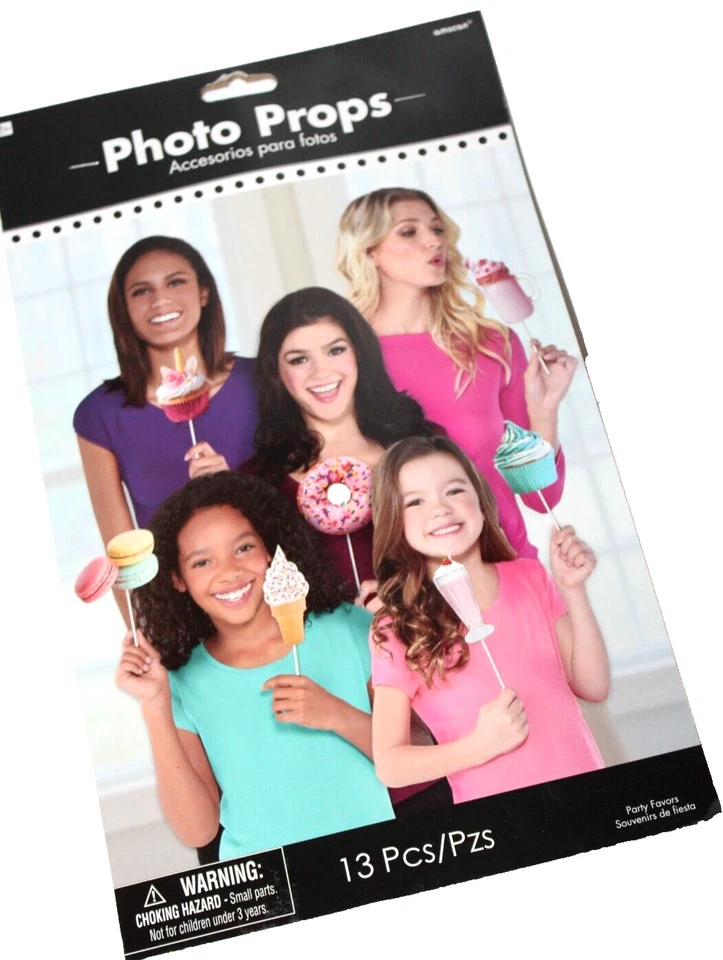Cupcakes de rosquinha sorvete macarons doces guloseimas adereços para fotos favores de festa 13 peças - Imagem 3 de 4