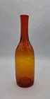 2006 BLENKO Tangerine Crackle Glass Bottle Vase SIGNED Richard Blenko 9½" GLOWS