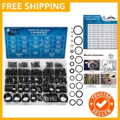 1010 Pcs Rubber O Rings Kit 22 Size Universal O-Ring Assortment Set for Autom...