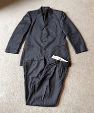 VTG Z Zegna Men's Black Pinstriped 2-Piece Suit - Size US 42L / Pants 34L