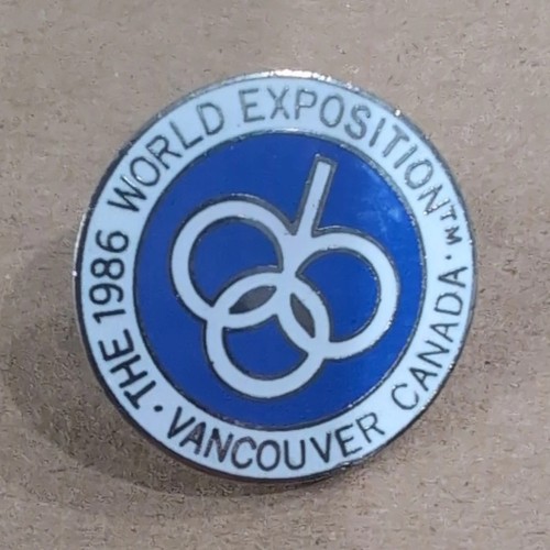 1986 Vancouver World’s Fair Pinback Badge Blue Silver Expo Collectible