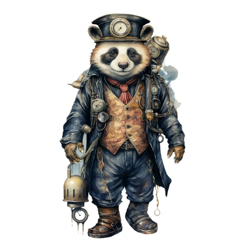Steampunk Panda Steam Punk Animal Self Adhesive Vinyl Sticker