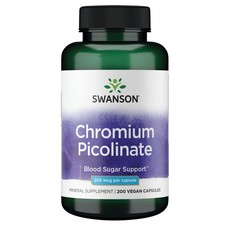 Swanson Chromium Picolinate 200 mcg 200 Vegan Caps Supplement Support Natural