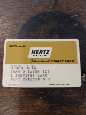 Vintage Hertz Charge Card Credit Card