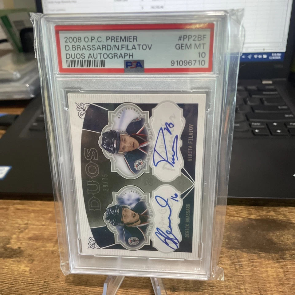 2008 O-Pee-Chee Premier Duos Autograph D. Brassard Nikita Filatov PSA 10 #/75 - Image 3 of 3